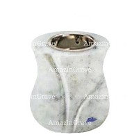 Base for grave lamp Charme 10cm - 4in In Carrara marble, with recessed nickel plated ferrule