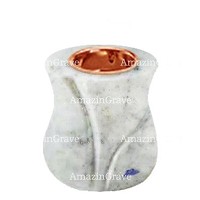 Base for grave lamp Charme 10cm - 4in In Carrara marble, with recessed copper ferrule