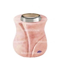 Base per lampada votiva Charme 10cm In marmo Rosa Portogallo, con ghiera in acciaio