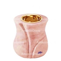 Base for grave lamp Charme 10cm - 4in In Pink Portugal marble, with recessed golden ferrule