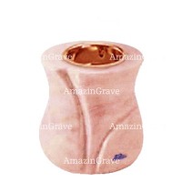 Base for grave lamp Charme 10cm - 4in In Pink Portugal marble, with recessed copper ferrule