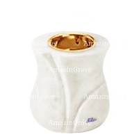 Base for grave lamp Charme 10cm - 4in In Sivec marble, with recessed golden ferrule