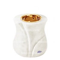 Base per lampada votiva Charme 10cm In marmo Sivec, con ghiera a incasso dorata