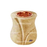 Base for grave lamp Charme 10cm - 4in In Trani marble, with recessed copper ferrule