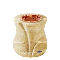 Base for grave lamp Charme 10cm - 4in In Travertino marble, with recessed copper ferrule