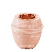 Base for grave lamp Chordé 10cm - 4in In Rosa Bellissimo marble, with recessed copper ferrule