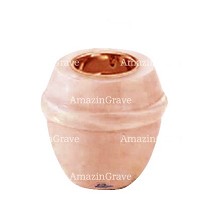 Base pour lampe funéraire Chordé 10cm En marbre Rosa Bellissimo, avec griffe cuivre à encastré