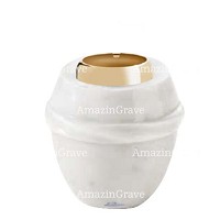 Base pour lampe funéraire Chordé 10cm En marbre Blanc Pur, avec griffe acier doré