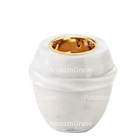 Base for grave lamp Chordé 10cm - 4in In Pure white marble, with recessed golden ferrule