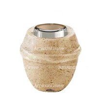 Base per lampada votiva Chordé 10cm In marmo Calizia, con ghiera in acciaio