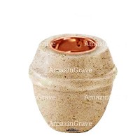 Base for grave lamp Chordé 10cm - 4in In Calizia marble, with recessed copper ferrule