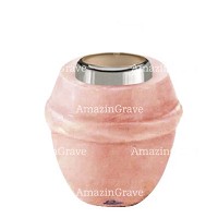 Base per lampada votiva Chordé 10cm In marmo Rosa Portogallo, con ghiera in acciaio