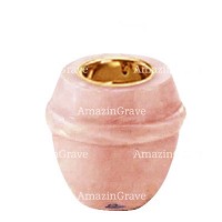 Base pour lampe funéraire Chordé 10cm En marbre Rose Portugal, avec griffe doré à encastré