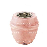Base for grave lamp Chordé 10cm - 4in In Pink Portugal marble, with recessed nickel plated ferrule