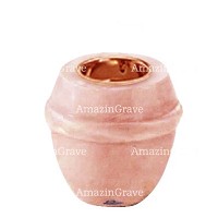 Base for grave lamp Chordé 10cm - 4in In Pink Portugal marble, with recessed copper ferrule
