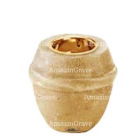 Base for grave lamp Chordé 10cm - 4in In Trani marble, with recessed golden ferrule