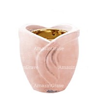 Base for grave lamp Gres 10cm - 4in In Pink Portugal marble, with recessed golden ferrule
