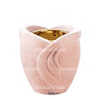 Base pour lampe funéraire Gres 10cm En marbre Rose Portugal, avec griffe doré à encastré