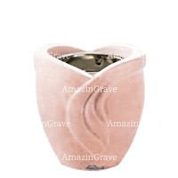 Base for grave lamp Gres 10cm - 4in In Rosa Bellissimo marble, with recessed nickel plated ferrule