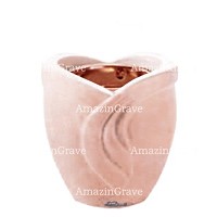 Base per lampada votiva Gres 10cm In marmo Rosa Bellissimo, con ghiera a incasso rame