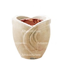 Base for grave lamp Gres 10cm - 4in In Botticino marble, with recessed copper ferrule