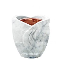 Base for grave lamp Gres 10cm - 4in In Carrara marble, with recessed copper ferrule
