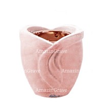 Base for grave lamp Gres 10cm - 4in In Pink Portugal marble, with recessed copper ferrule