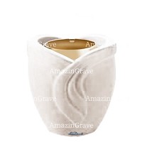 Base per lampada votiva Gres 10cm In marmo Sivec, con ghiera in acciaio dorata