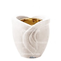 Base for grave lamp Gres 10cm - 4in In Sivec marble, with recessed golden ferrule