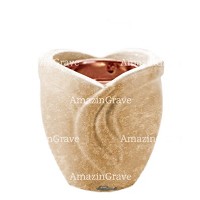 Base for grave lamp Gres 10cm - 4in In Travertino marble, with recessed copper ferrule