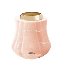 Base for grave lamp Leggiadra 10cm - 4in In Rosa Bellissimo marble, with golden steel ferrule