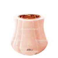 Base for grave lamp Leggiadra 10cm - 4in In Rosa Bellissimo marble, with recessed copper ferrule