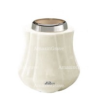 Base pour lampe funéraire Leggiadra 10cm En marbre Blanc Pur, avec griffe acier