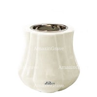 Base for grave lamp Leggiadra 10cm - 4in In Pure white marble, with recessed nickel plated ferrule