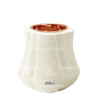 Base pour lampe funéraire Leggiadra 10cm En marbre Blanc Pur, avec griffe cuivre à encastré