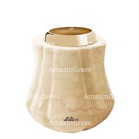 Base for grave lamp Leggiadra 10cm - 4in In Botticino marble, with golden steel ferrule