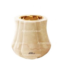Base for grave lamp Leggiadra 10cm - 4in In Botticino marble, with recessed golden ferrule