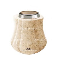 Base per lampada votiva Leggiadra 10cm In marmo Calizia, con ghiera in acciaio