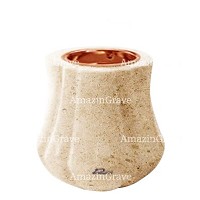 Base for grave lamp Leggiadra 10cm - 4in In Calizia marble, with recessed copper ferrule