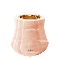 Base for grave lamp Leggiadra 10cm - 4in In Pink Portugal marble, with recessed golden ferrule