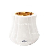 Base for grave lamp Leggiadra 10cm - 4in In Sivec marble, with recessed golden ferrule