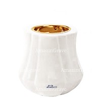 Base per lampada votiva Leggiadra 10cm In marmo Sivec, con ghiera a incasso dorata