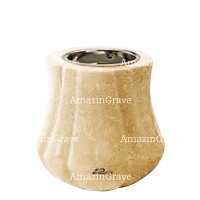 Base for grave lamp Leggiadra 10cm - 4in In Trani marble, with recessed nickel plated ferrule