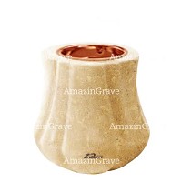 Base for grave lamp Leggiadra 10cm - 4in In Trani marble, with recessed copper ferrule