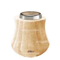 Base per lampada votiva Leggiadra 10cm In marmo Travertino, con ghiera in acciaio