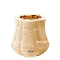 Base per lampada votiva Leggiadra 10cm In marmo Travertino, con ghiera a incasso dorata