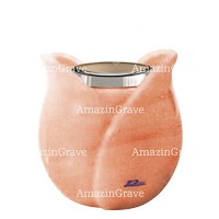 Base for grave lamp Tulipano 10cm - 4in In Pink Portugal marble, with steel ferrule