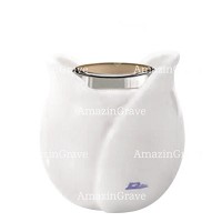 Base for grave lamp Tulipano 10cm - 4in In Sivec marble, with steel ferrule