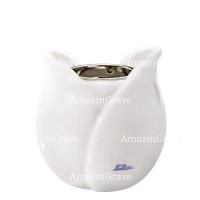 Base for grave lamp Tulipano 10cm - 4in In Sivec marble, with recessed nickel plated ferrule