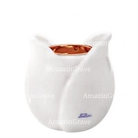 Base for grave lamp Tulipano 10cm - 4in In Sivec marble, with recessed copper ferrule